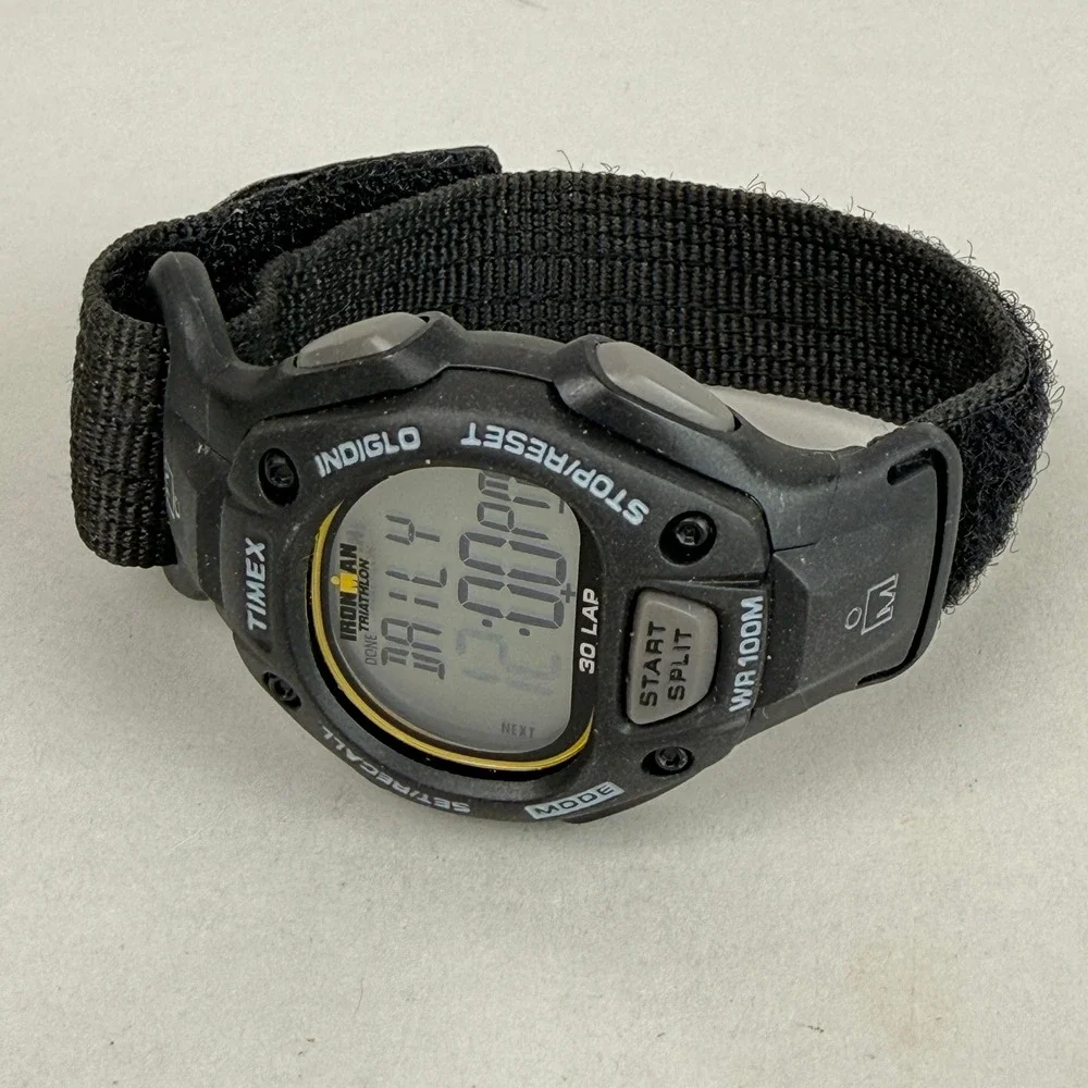 Timex Ironman Triathlon 30-Lap Digital Sport Watch Black Nylon Strap WR100M